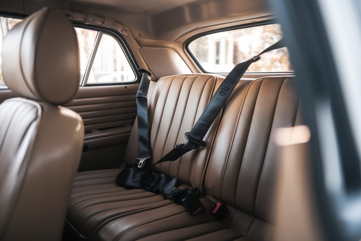 Ceintures de s&eacute;curit&eacute; attach&eacute;es &agrave; l'arri&egrave;re d'une voiture