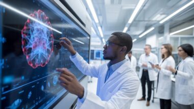 Chercheur analysant des données de cancer générées par IA