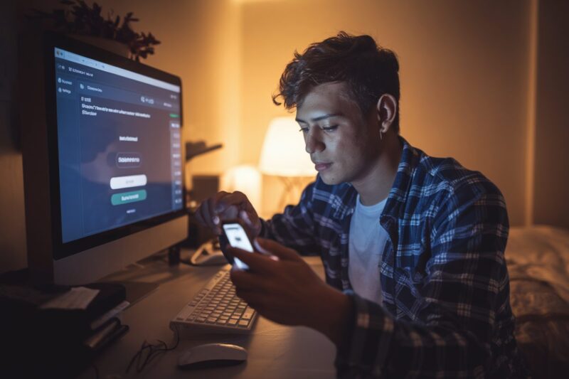 Utilisateur v&eacute;rifiant son &acirc;ge sur Discord via smartphone